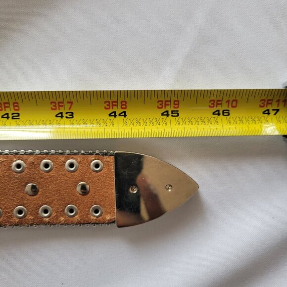 Blazin Roxx Ladies Rhinestone Pink & Brown Studded Leather Belt (Size: XL) - Picture 4 of 13